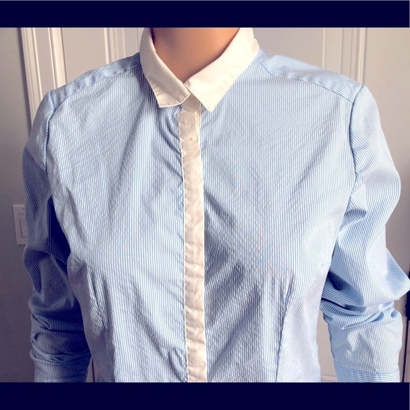 H&M Striped Button Down Blue/White Stripes - Picture 2 of 8